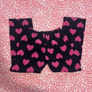 Black Pajama Pants with Pink Hearts